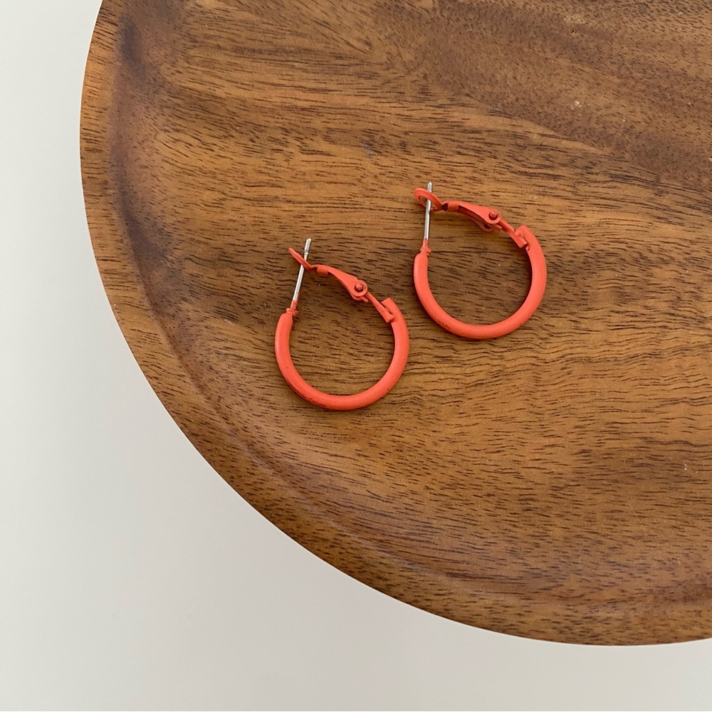 4/$15 Matte Orange Small Hoop Earrings